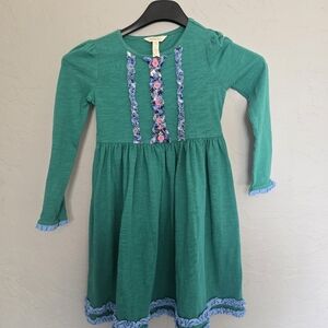 Matilda Jane Family Tree Size 6 Dress Green Blue Ruffles